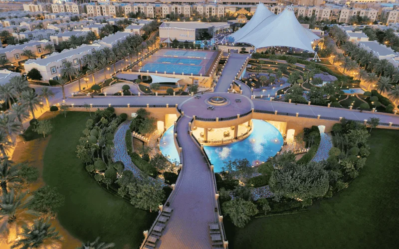 Residential compound exterior at Al Nakhla Residential Resort, Qurtubah, Riyadh