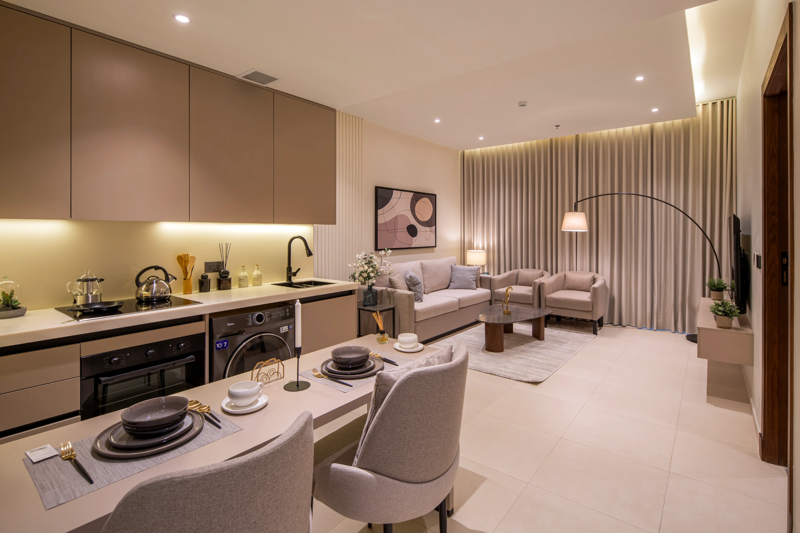 One bedroom furnished apartment interior in Riyadh